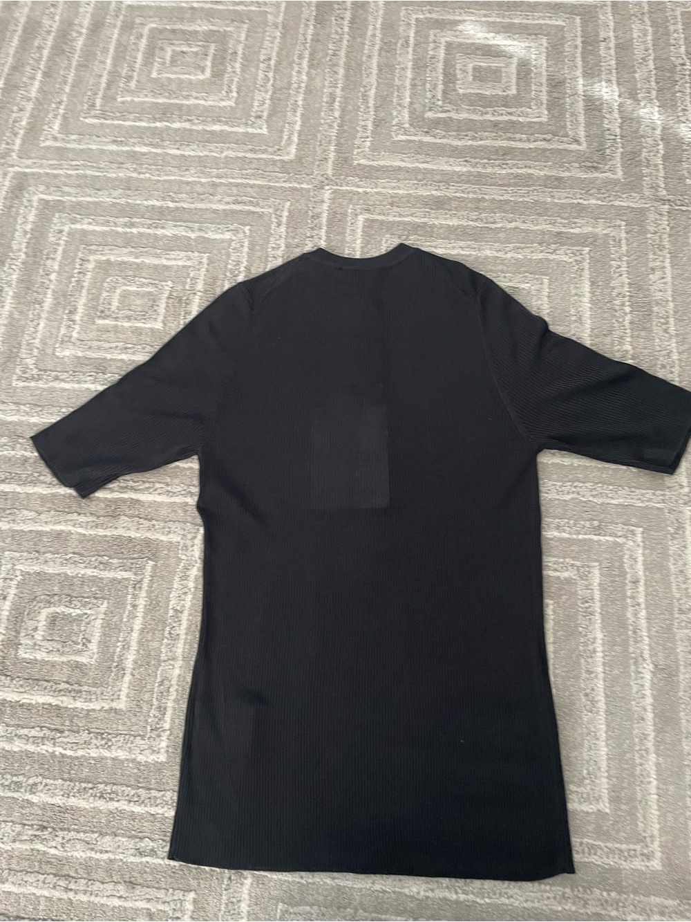 CHANEL Black Ribbed Short-Sleeve Henley with Decorative Crystal Buttons - Picture 5 of 5